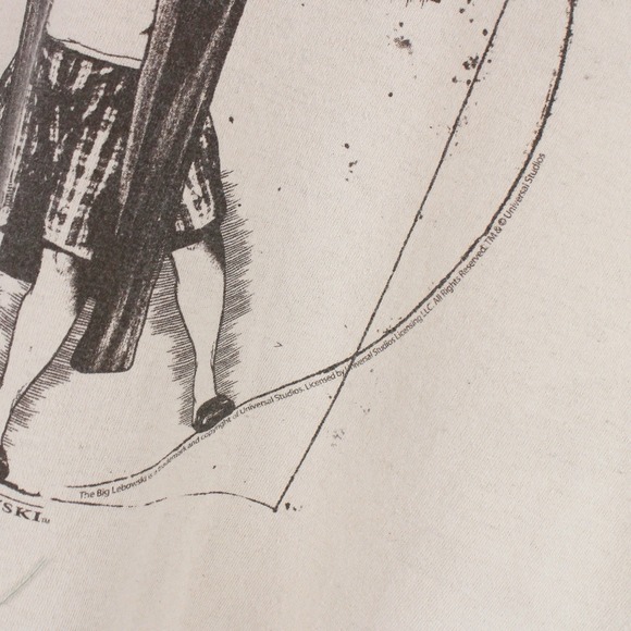 Vintage Big Lebowski Vitruvian Dude T-Shirt XL Gildan Cotton Beige Movie Tee - Picture 3 of 5